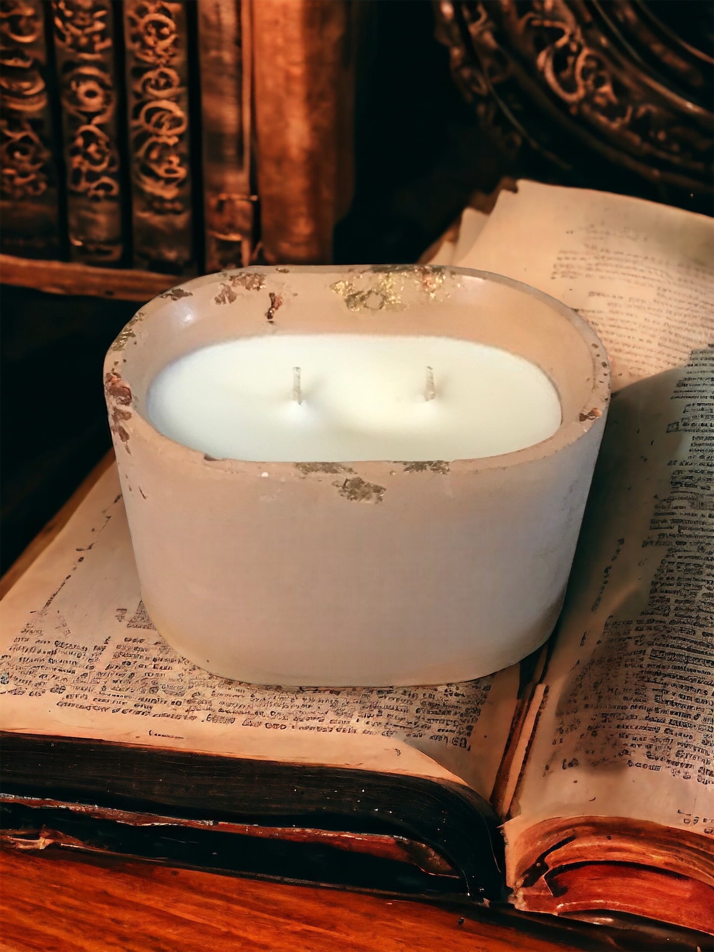 “Archives Library” Scented Concrete Candle