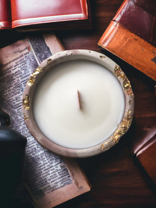 “Archives Library” Scented Concrete Candle